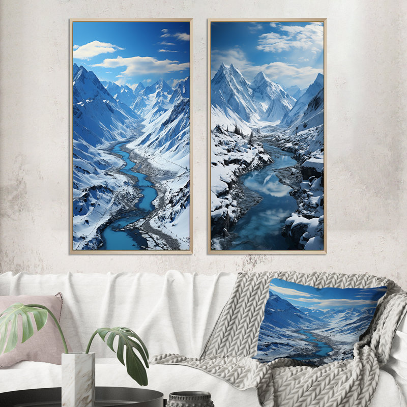 «Alaska Glacial Flow», 2 pièces sur toile, Encadrement brun, H 32 po x l 32 po