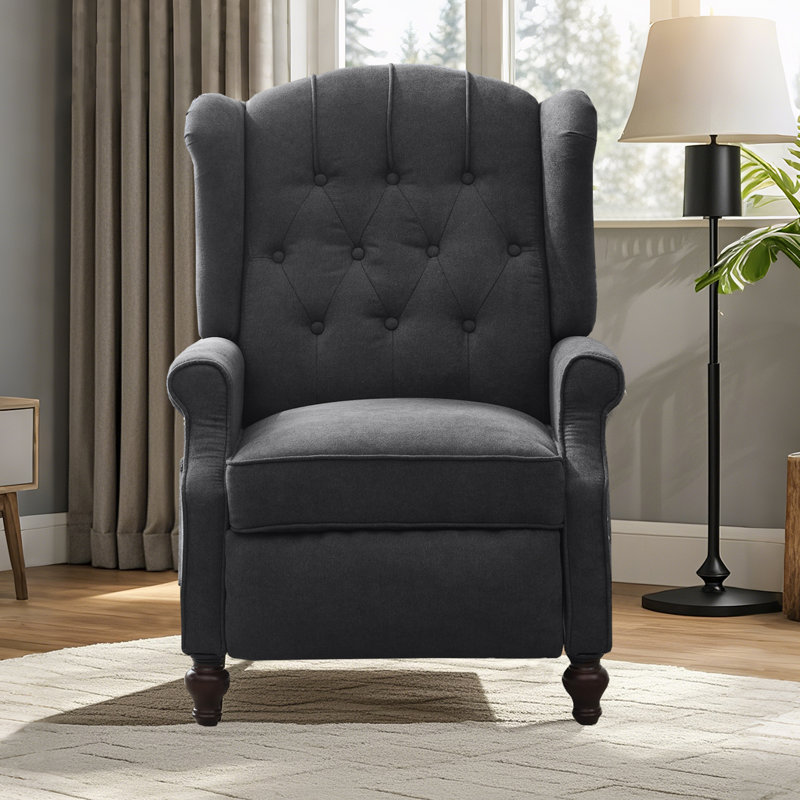 Fauteuil inclinable à accoudoirs avec massage et accents de chaleur avec garniture cloutée Amid, Gris foncé
