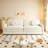 Convertible Sleeper Sofa, Chenille Upholstered With Storage & Usb, Beige