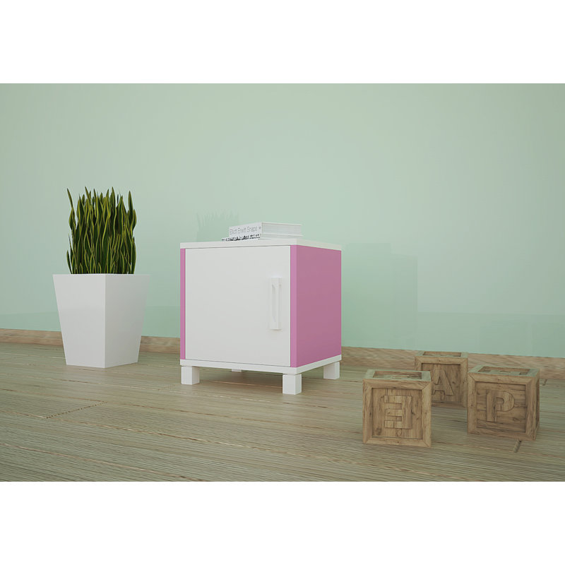 Williar Nightstand, White/Pink