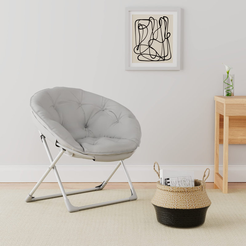 Shaped Chair with Foldable Metal Frame, gris