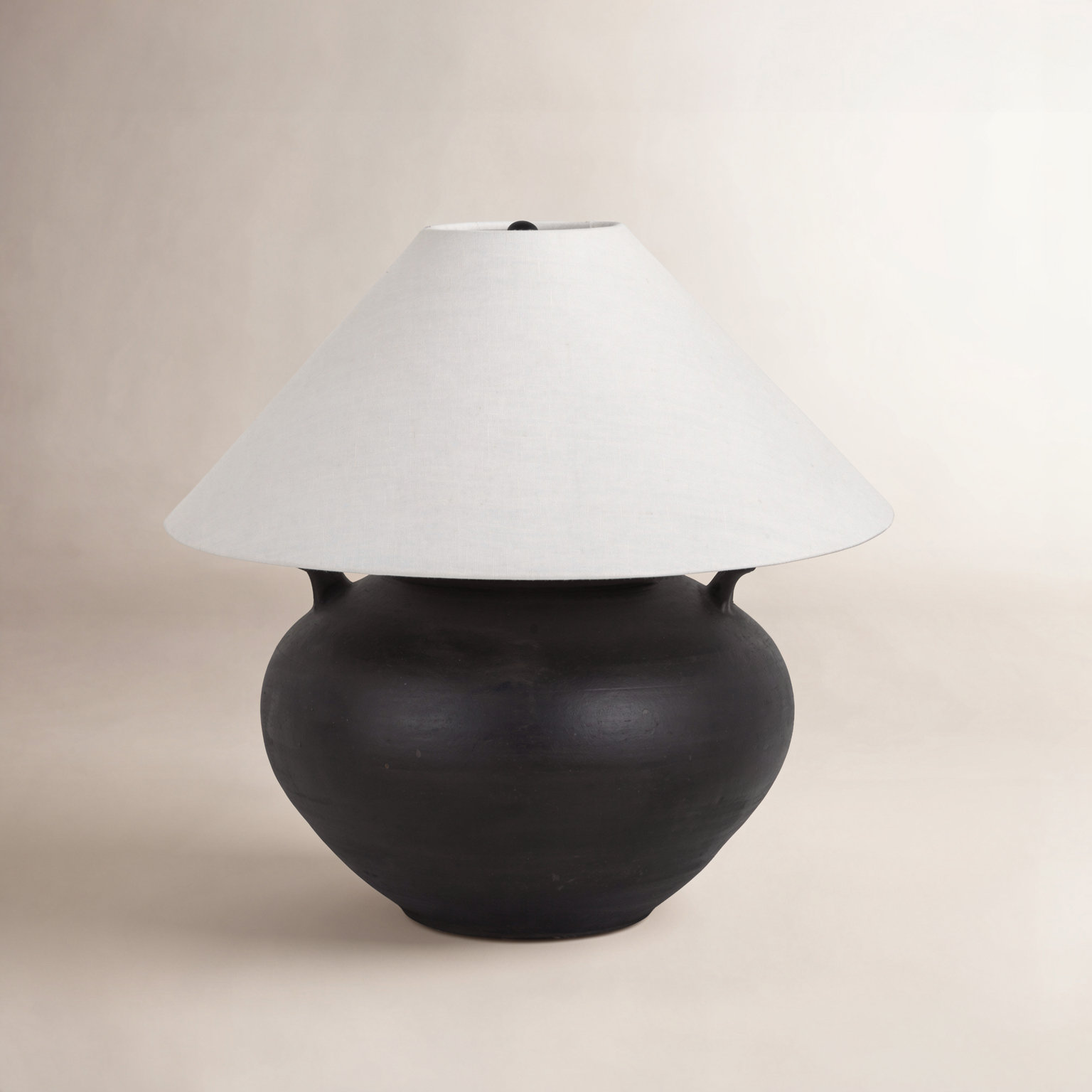 Civita Table Lamp, Aged Black Terracotta