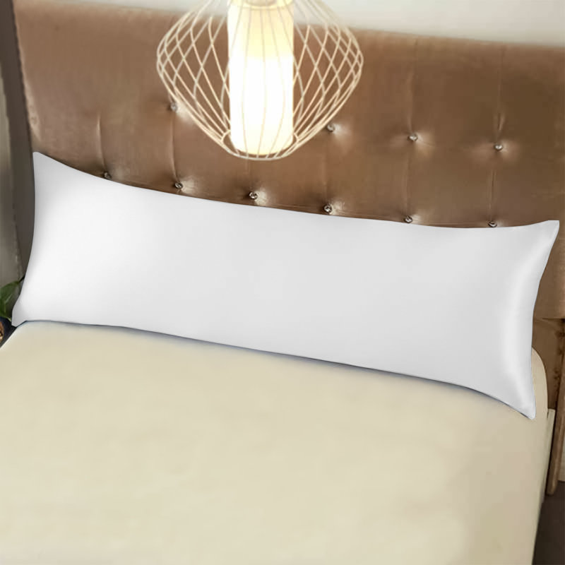 Satin Body Pillow Pillowcase, Hidden Zippered Pillow Cover, Slip Cooling - NTBAY, White