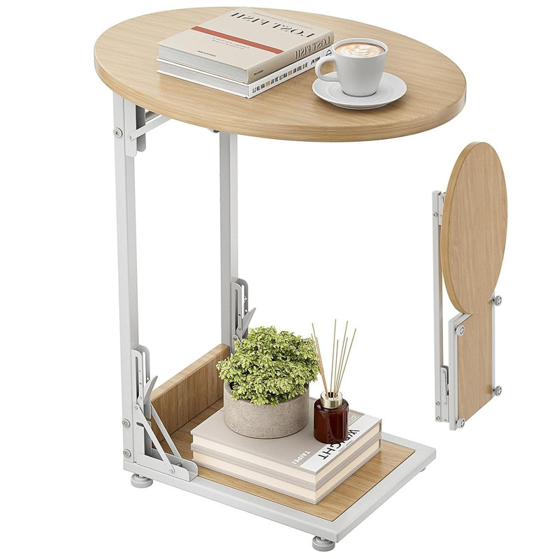 Folding Table, Natural/White
