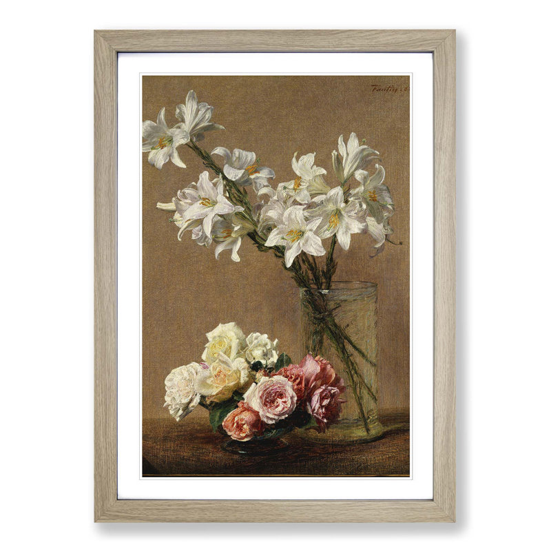 Flowers by Henri Fantin-Latour - Framed Print, Oak