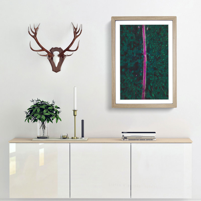 Forest Drive in Abstract - Picture Frame Graphic Art Print, 48cm H x 36cm W x 2cm D, Oak Framed