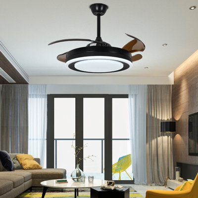 Ventilateur de plafond à pales rétractables modernes 42 po avec télécommande Curtin