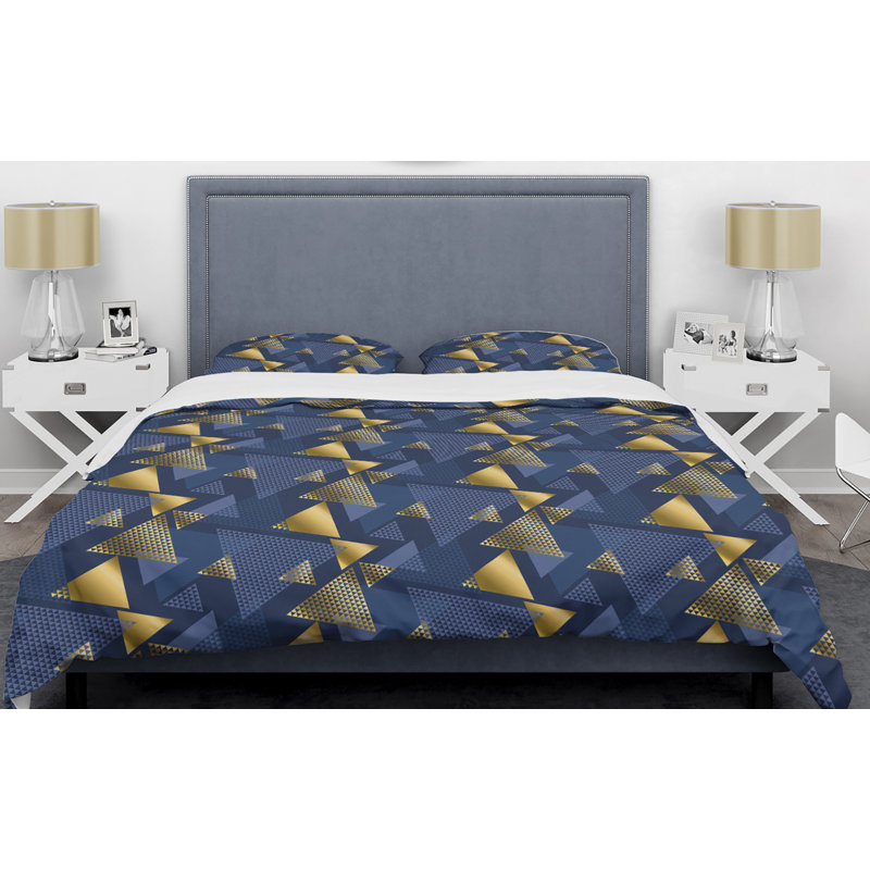 Ensemble de housse de couette de luxe mid-century à l’onde rétro, Twin Duvet Cover + 2 Shams