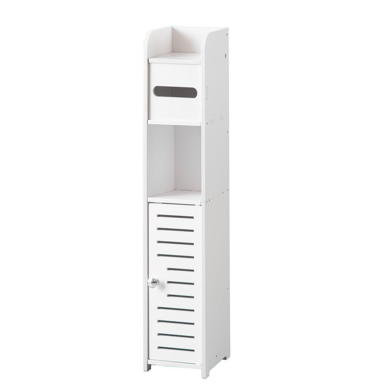 Waterproof PVC Bathroom Storage Cabinet With Toilet Paper Holder - Freestanding, Small Space Organizer With Shelves For Bathroom Essentials