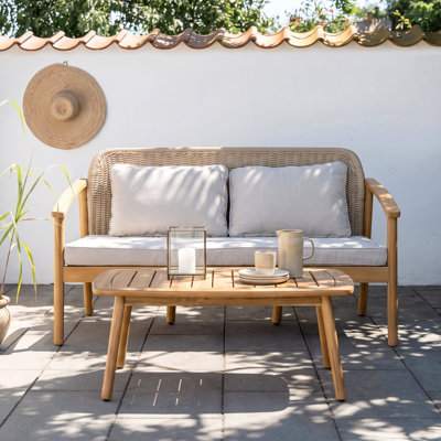 Douglas Outdoor 2-Piece Acacia Wood Conversation Set