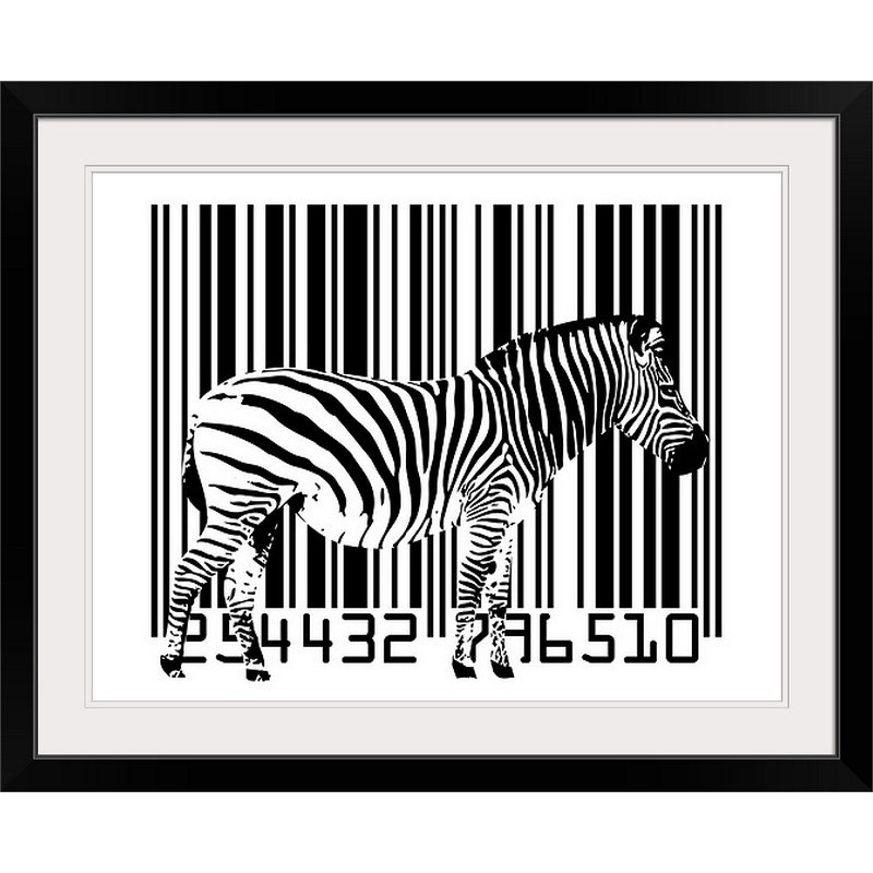 «Francy Zebra Barcode» par Michael Tompsett, impression, H 20 po x l 24 po x p 1 po, Cadre noir
