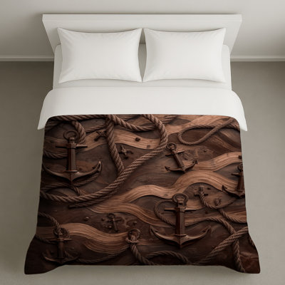 Brown Anchors Ropes Waves Duvet Covers