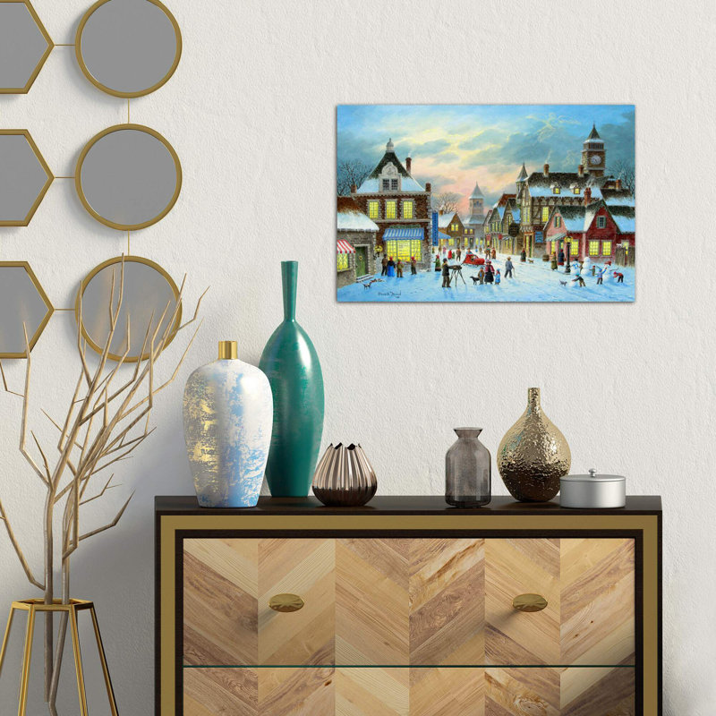 Town Village II by Dennis Lewan - Wrapped Canvas Painting, 66.04 cm H x 45.72 cm W x 1.91 cm D