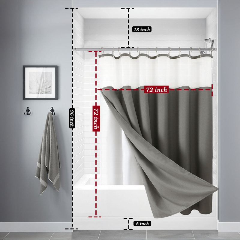 Hotel Shower Curtain With Liner, Gray