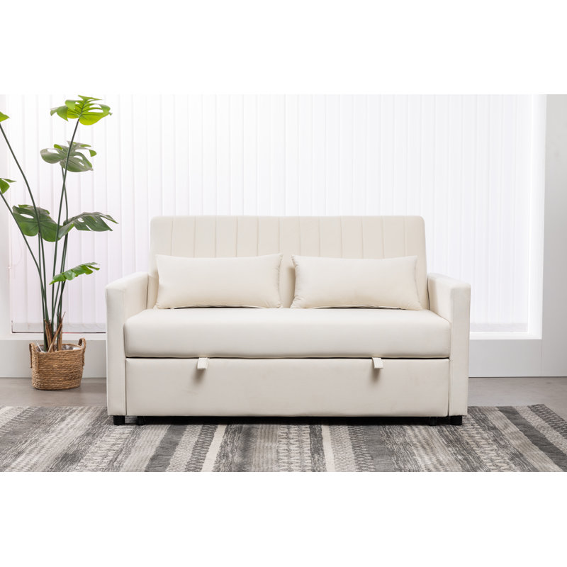 Kusilvak 58'' Velvet Sofa, Beige