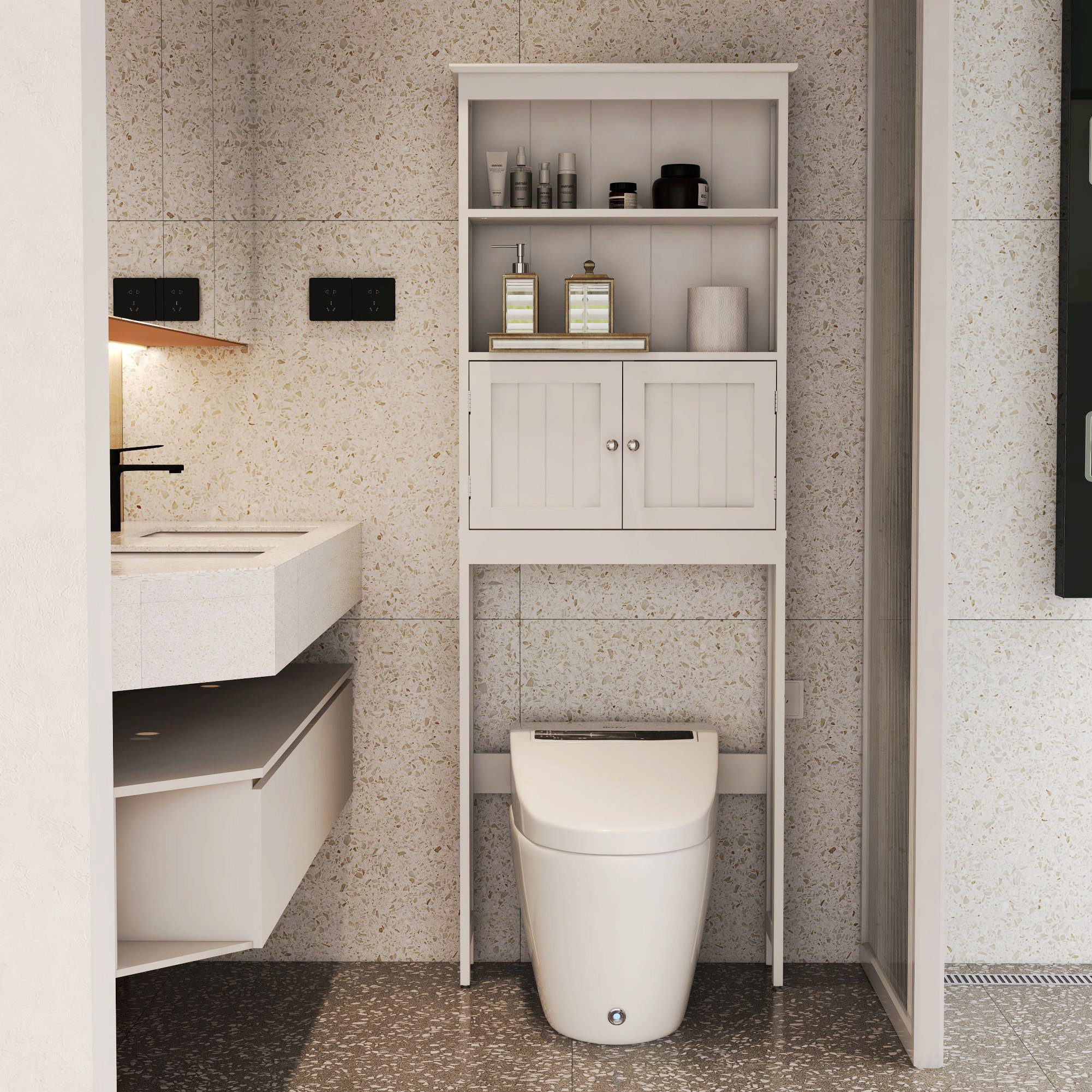 Lark Manor™ Over The Toilet Rack, 2 Tier Toilet Bathroom Storage Shelf