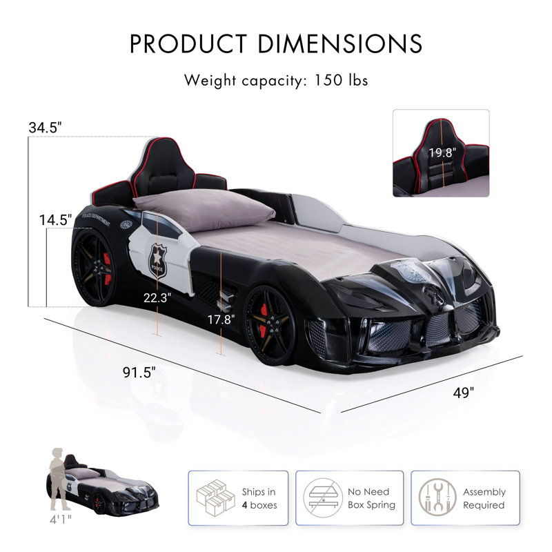 Lunnie Twin Police Car Bed With Lights