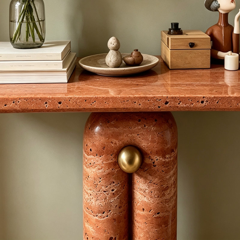 Table console en pierre naturelle Creative Art, Beige, 33.46" H x 47.24" W x 13.78" D