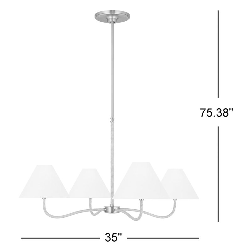 Glinda 5-Light Chandelier, 18.5"H x 35"W x 35"D, 4 Lights