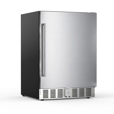 COWSAR 23.43''W/5.0 Cu.Ft Capacity Stainless Steel Indoor Beverage Refrigerator