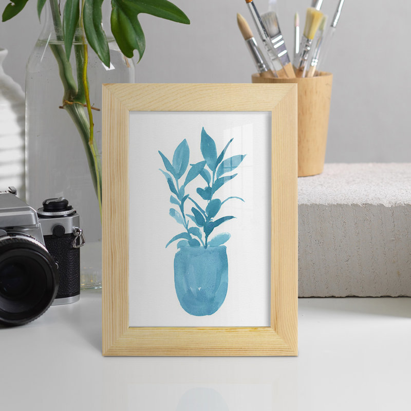 Watercolor House Plant III, encadré sur papier, L 7 po x H 9 po x P 1 po, Encadré naturel