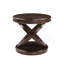 Table de bout ronde en bois rétro, table d'appoint avec base en X pour salle à manger ou salon en famille.  Espresso-124443262