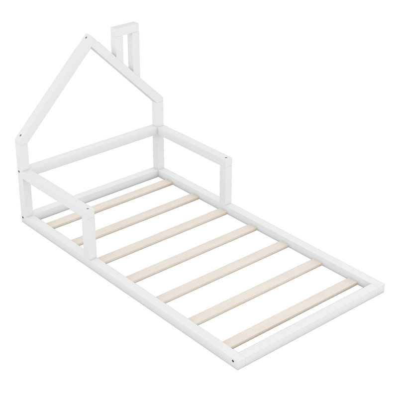 Lit en bois massif, Simple, Blanc