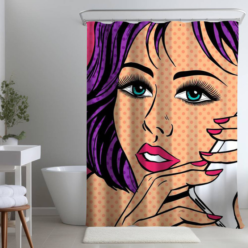 Shower Curtain MI9 – Polyester Shower Curtain, Dye Sublimation Print, 71" W × 74" L