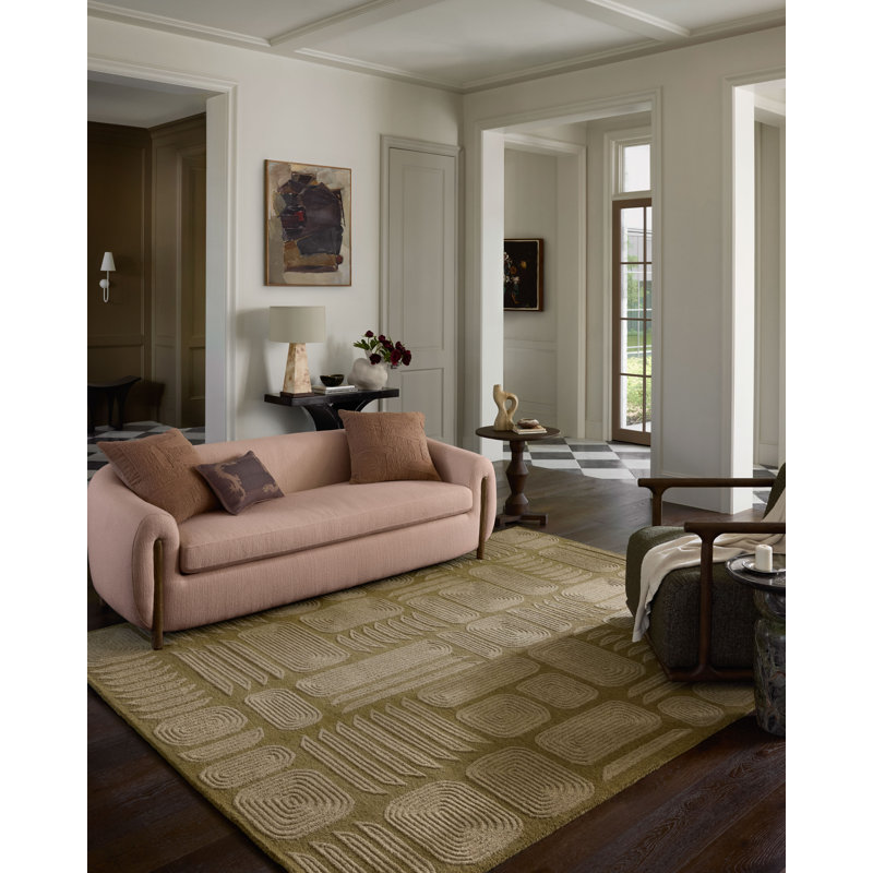 Brigette Romanek Madi Light Olive / Oatmeal Area Rug, Rectangle 2'3" x 3'9"