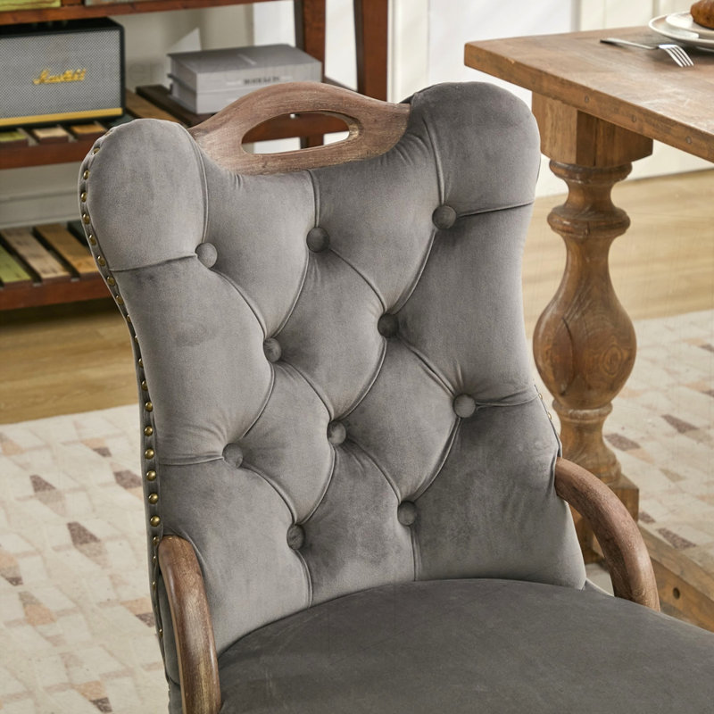Ensemble de 2 chaises de salle à manger en velours, Gris