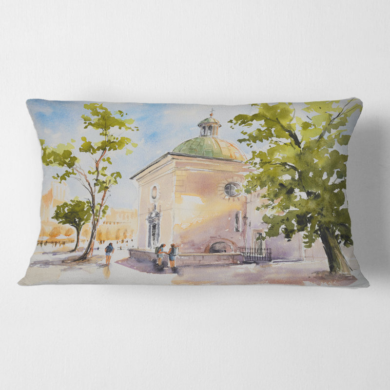 Coussin décoratif rectangulaire rustique Church In The Village - Country