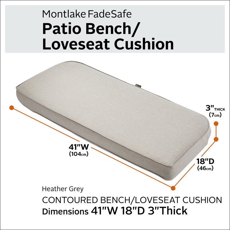 Pina Outdoor 3'' Bench Seat Cushion, Heather Gray