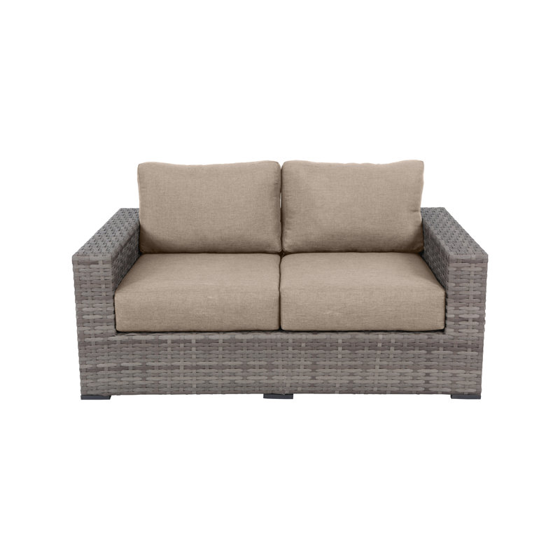 Kaiser 67'' Wide Metal Loveseat with Cushions, Wheat