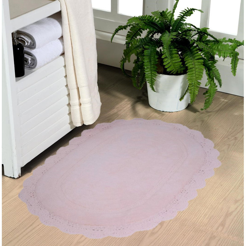 Winfree Cotton Non-Slip Bath Rug, Pink, 32" W x 20" L