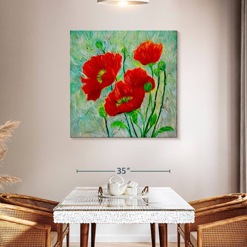 Harnek Red Poppies style contemporain, H 39 po x l 39 po