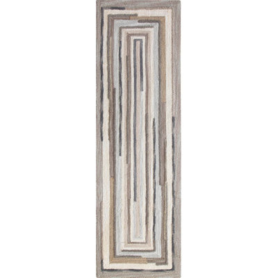 Tapis gris en laine touffeté à la main Concentric