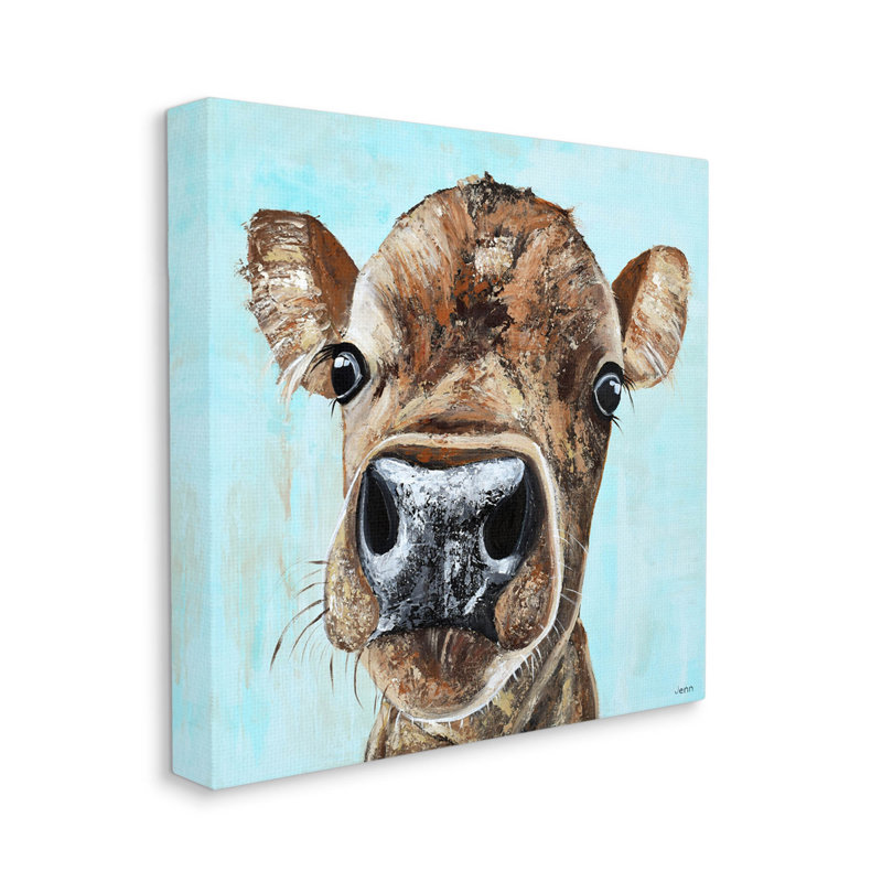 «Fun Close Up Cow Face», art mural par Jen Seeley, H 17 po x l 17 po x P 1,5 po