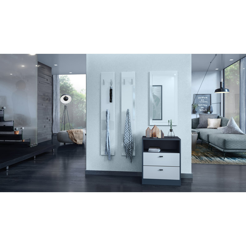 Berenices 56cm W 2 - Drawer Chest of Drawers, Matt Anthracite/Matt White