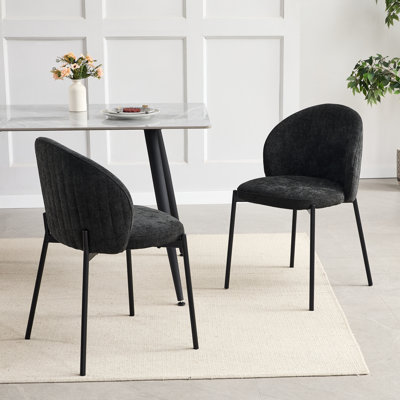 Fabric Upholstered Side Chair in Black