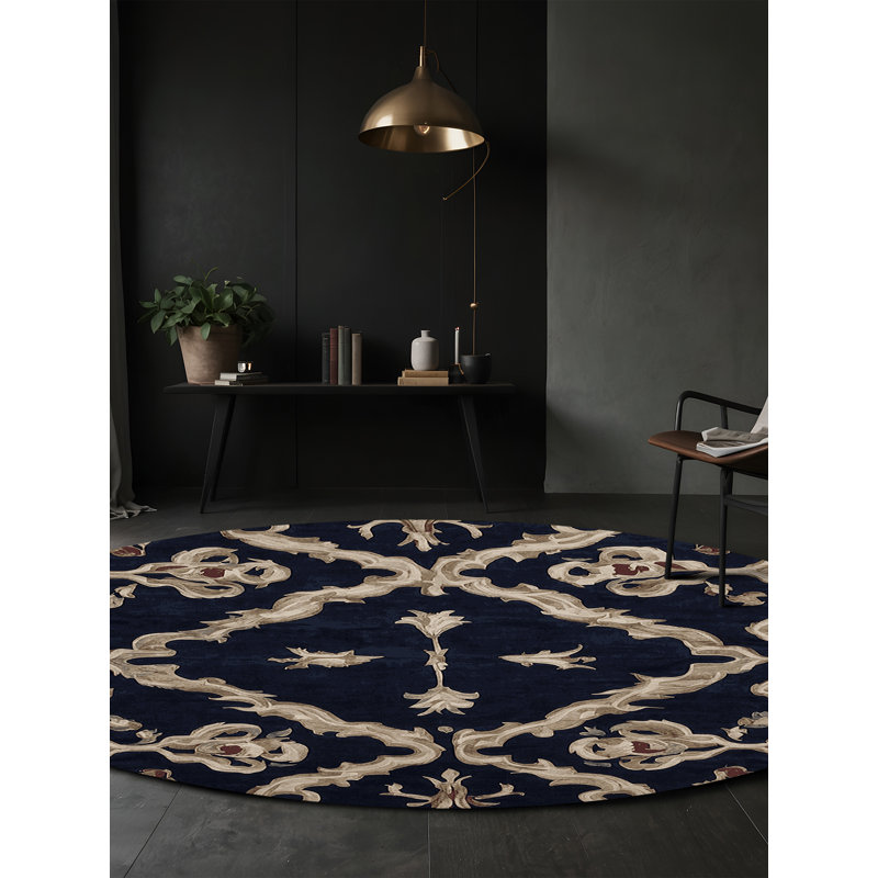 Machine Washable Gray Area Rug, Round 8'