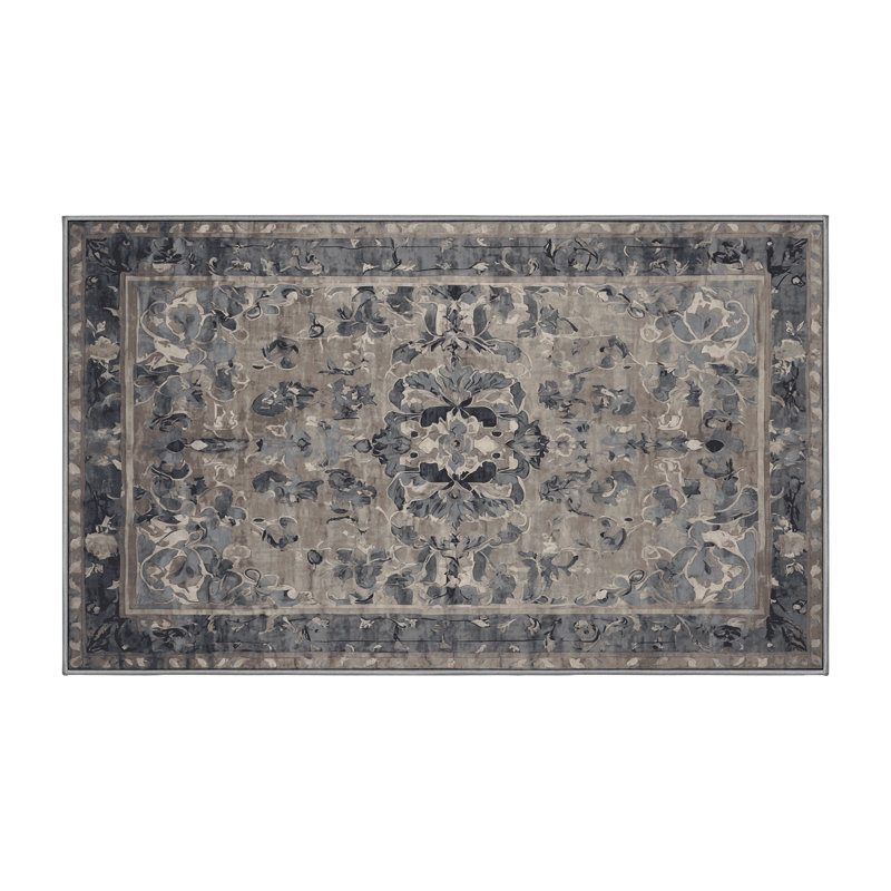 Machine Washable Gray Area Rug, Runner 2' x 4'