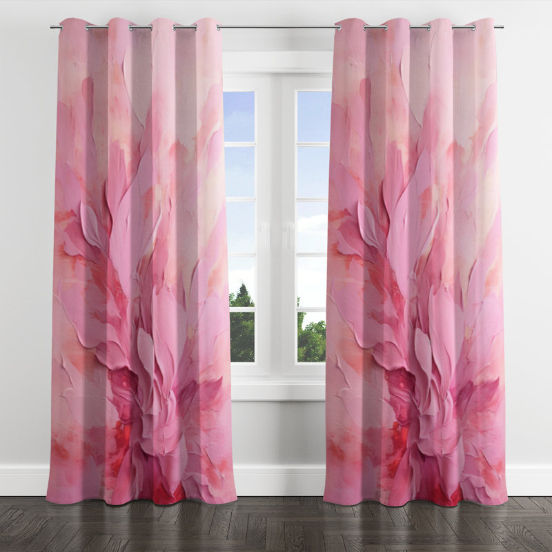 Gold And Pink Minimal Abstract River - Traditional Blackout Grommet Curtain - 1 Panel, 52" W x 63" L, Silver Grommets