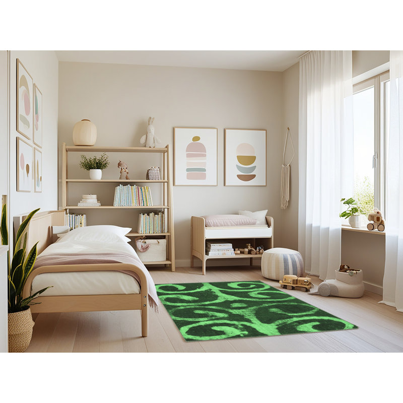Washable Abstract Indoor Rug, Rectangle 3' x 5'