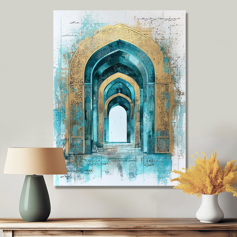 «Golden Journey Of Sandstone Arches I», art mural paysage de l'Islam, 44" H x 34" W, Toile tendue, Ne s’applique pas