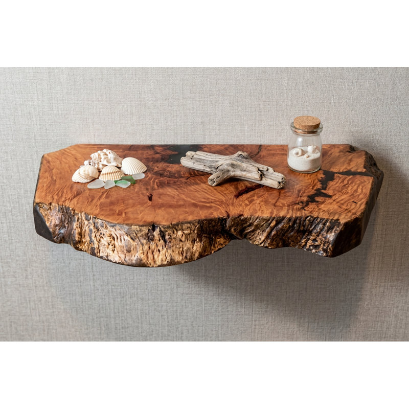 Small Unique Curly Maple Live Edge Wood Shelf