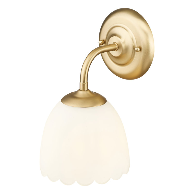 Applique murale 1 lumière Dorinda en bronze champagne brossé avec verre opale Dorinda, Bronze champagne brossé