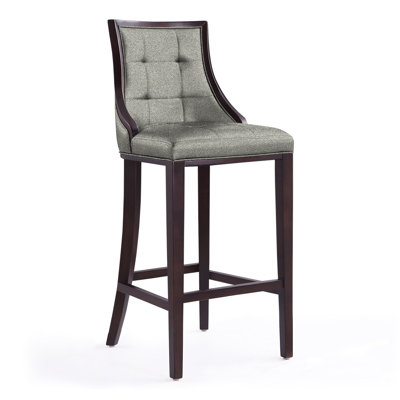 Upholstered Counter Stool with Solid Wood Frame
