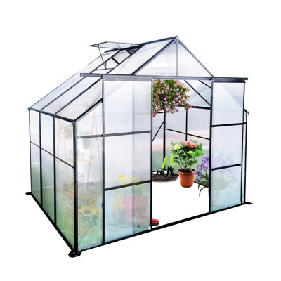 Serre en polycarbonate 8 x 10 pi pour la santé des plantes, arrangement flexible noir