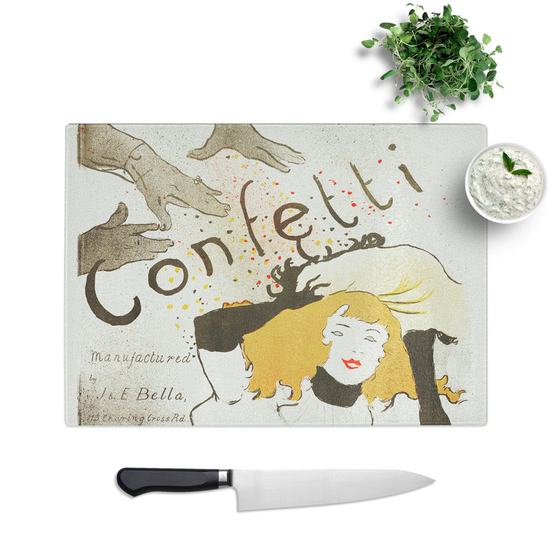 Confetti by Henri De Toulouse-Lautrec Chopping Board, 0.4cm H x 20cm W x 28.5cm L