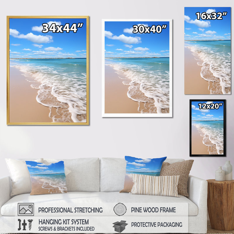 Plage, océan, bord de mer, sérénité I - impression, 32" H x 16" W, Toile tendue